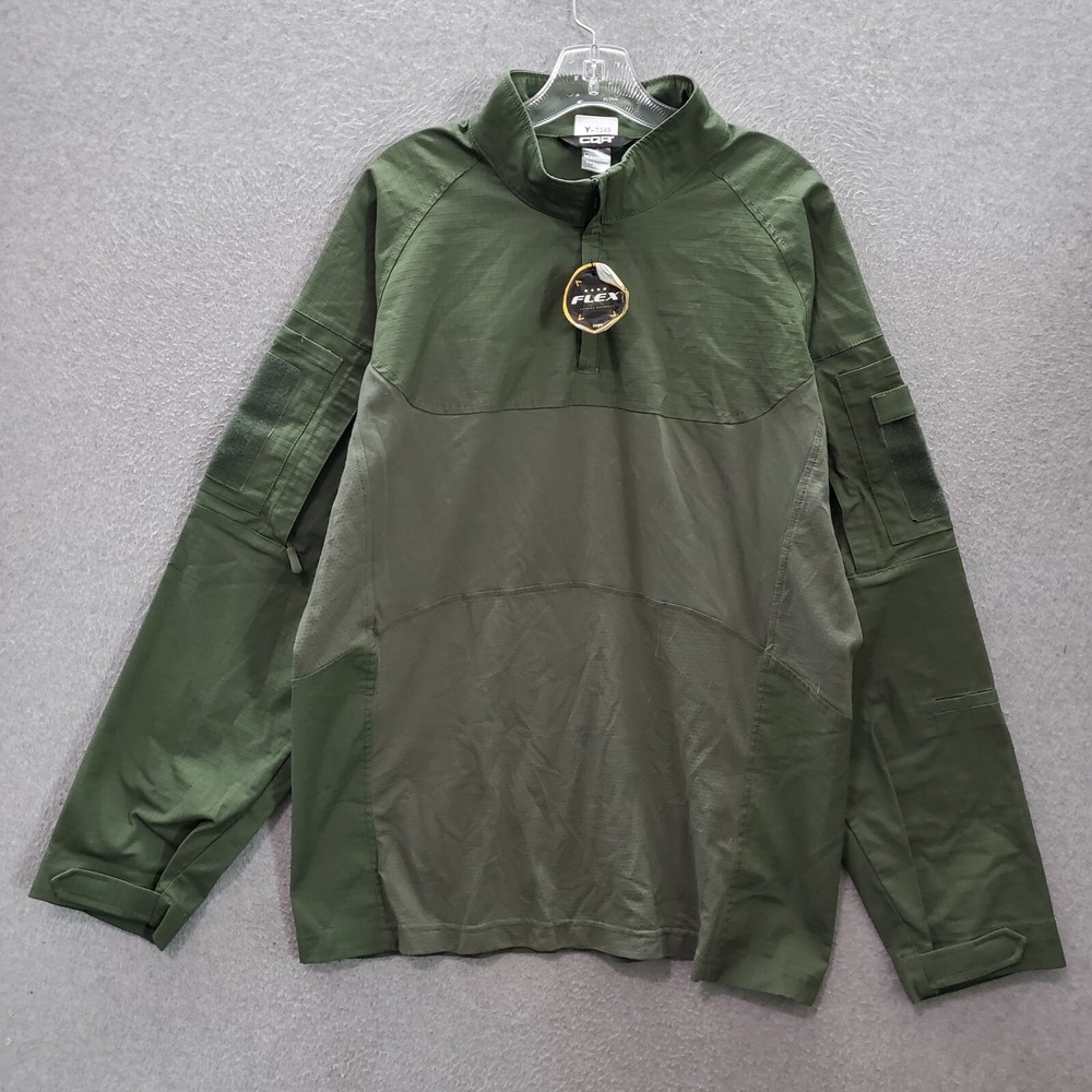 CQR Men Jacket 2XL Green 1/4 Zip Pocket Dura Flex Extreme Movement Mock Neck NWT